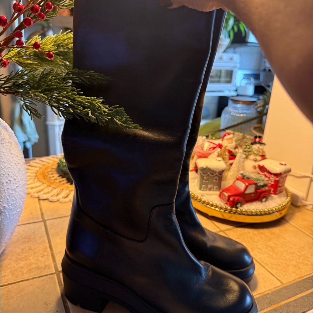 Stuart Weitzman Black Combat Boots